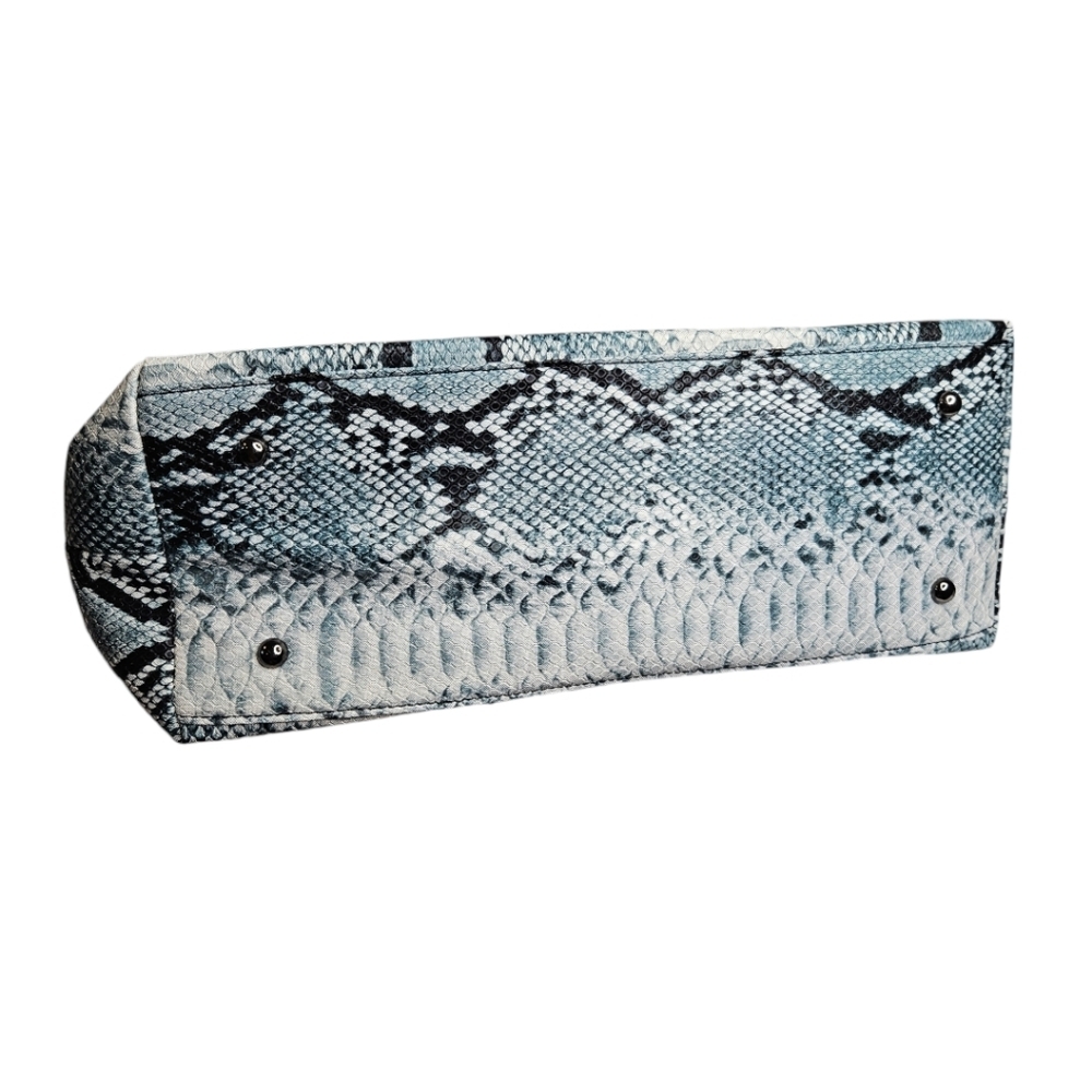 Badgley Mischka Studio Tote Blue Snakeskin look NWT - Picture 4 of 8